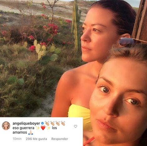La actriz, de 38 años, de inmediato recibió mensajes de apoyo de parte de sus amigos actores. Entre ellos, Angelique Boyer, que le escribió, junto a emojis de aplausos: "Eso guerrera. Los amamos".