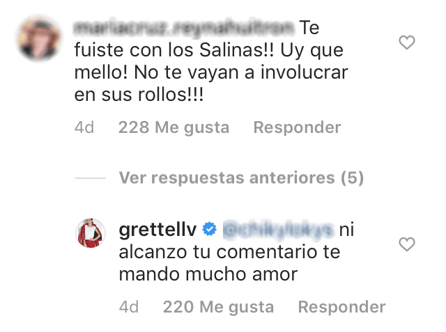 Fue esta la única respuesta que dio al ser cuestionada por su amistad con la famosa y polémica pareja.