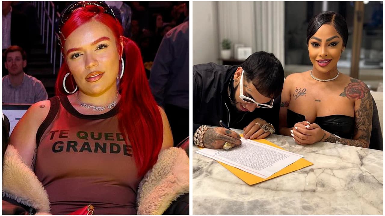 Karol G se deja ver con una playera que dice "te quedó grande" y Yailin 'responde' junto a Anuel
