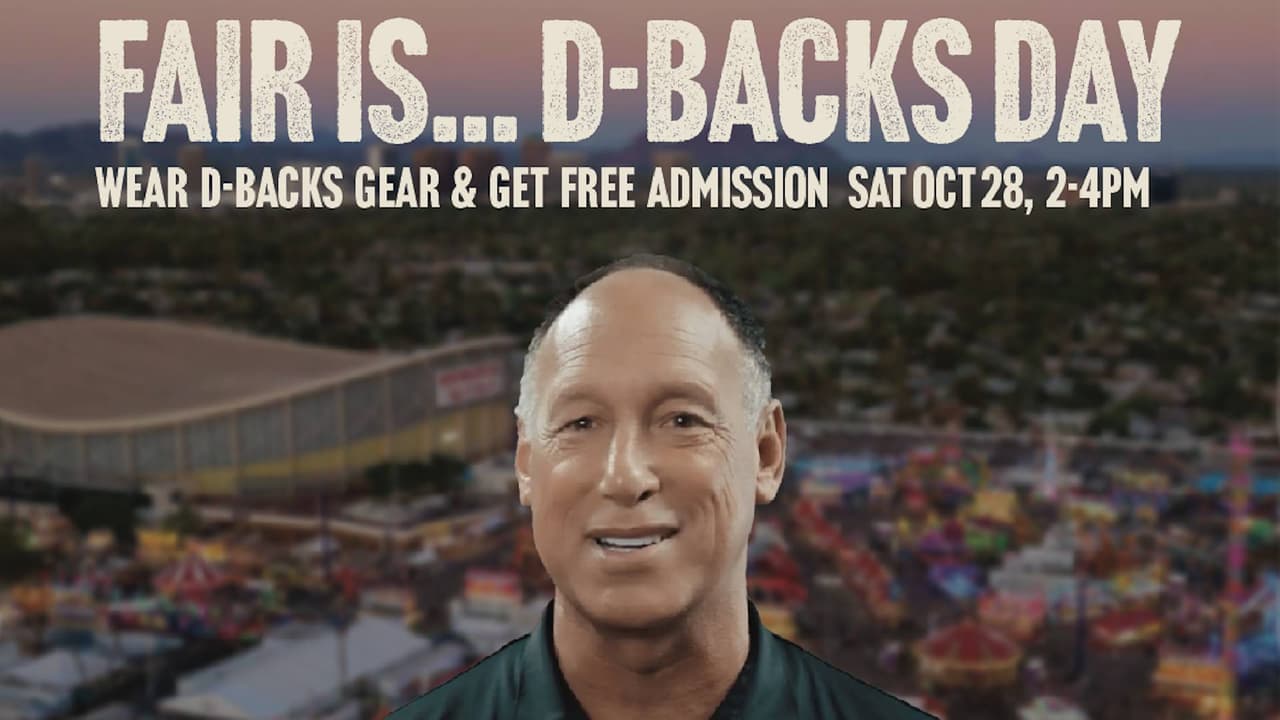 <b>Arizona State Fair</b>
<br>Disfruta de los juegos 1 y 2 el viernes 27 y sábado 28 de octubre en la Feria Estatal de Arizona en The Hangout, a partir de las 4:30 de la tarde. El sábado muestra tu apoyo a los D-backs luciendo una gorra o una camiseta y obtén una entrada gratis a la feria entre las 2 p.m. y 4 p.m. La feria se encuentra en el 1826 de W McDowell Rd., en Phoenix.
