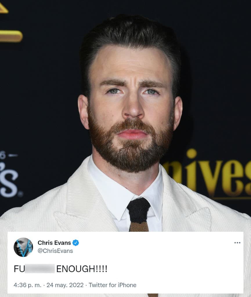 Con solo dos palabras
<b> Chris Evan</b> reaccionó a la tragedia de una escuela primaria de Texas.
<br>