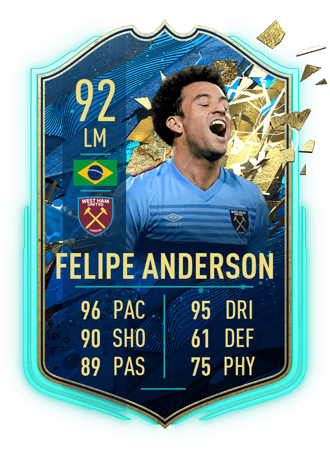 Felipe Anderson es el mejor jugador del West Ham, no apareció en el mejor equipo de la temporada de la Premier League, pero los fans lo reconocen aquí.