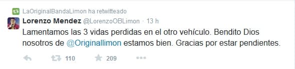 La banda agradeció a su público la preocupación por el estado de salud de la agrupación.
