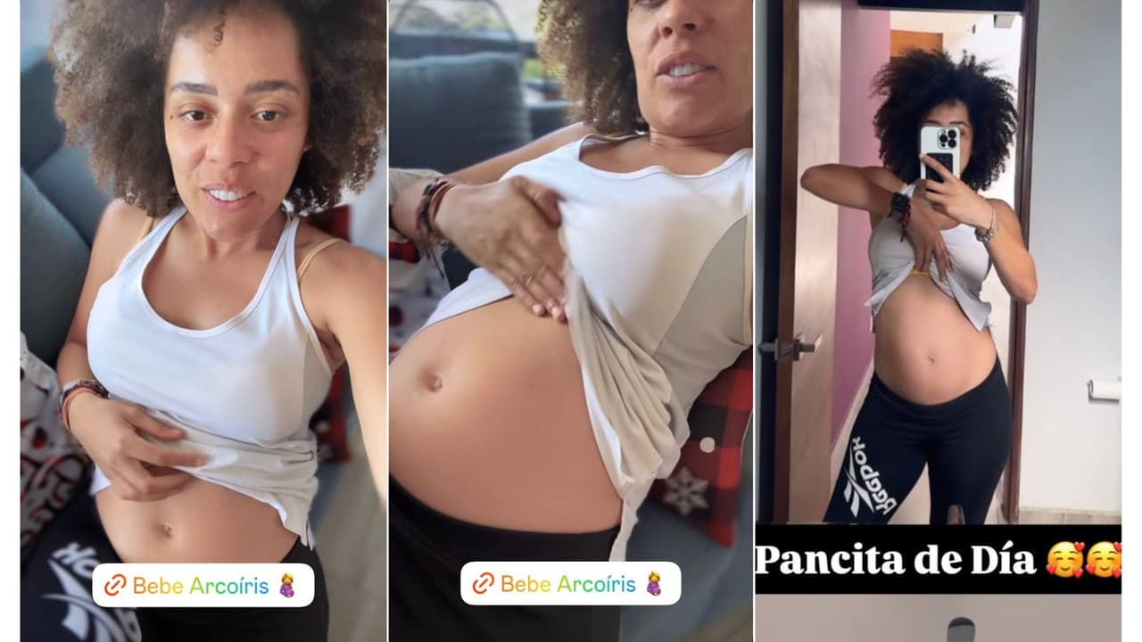 Así presumió su pancita de embarazada.