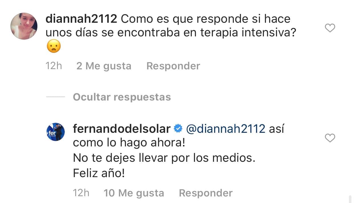 "¿Cómo es que responde si hace unos días se encontraba en terapia intensiva?", escribió la usuaria diannah2112.
<br>