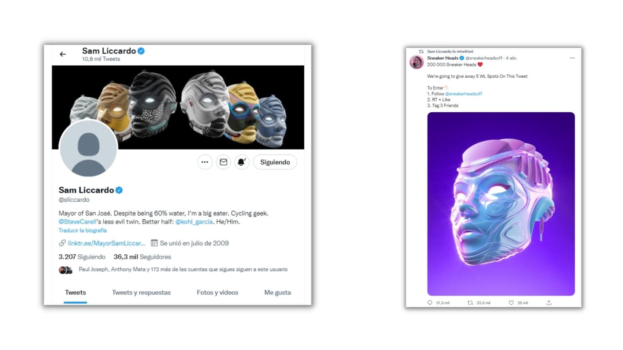 Así lucía la cuenta del alcalde Sam Liccardo después de ser hackeada.