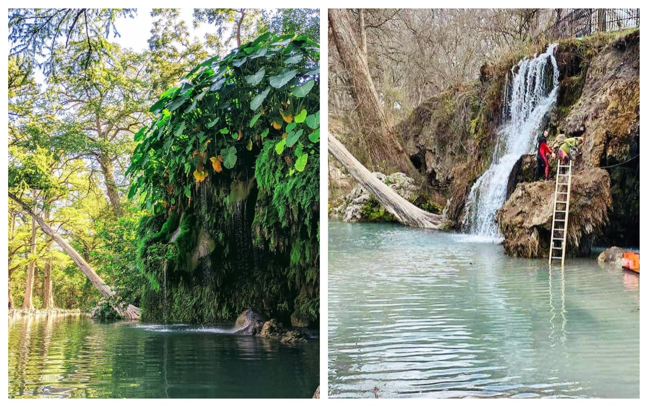 <b>Krause Springs </b>
<br>
<br>Localizadas en el Hill Country, estas aguas contienen 32 veneros que alimentan una piscina artificial y una natural, y que fluyen hacia el Río Travis. Es una propiedad con 115 acres que tiene agua potable, electricidad y espacios para acampar.