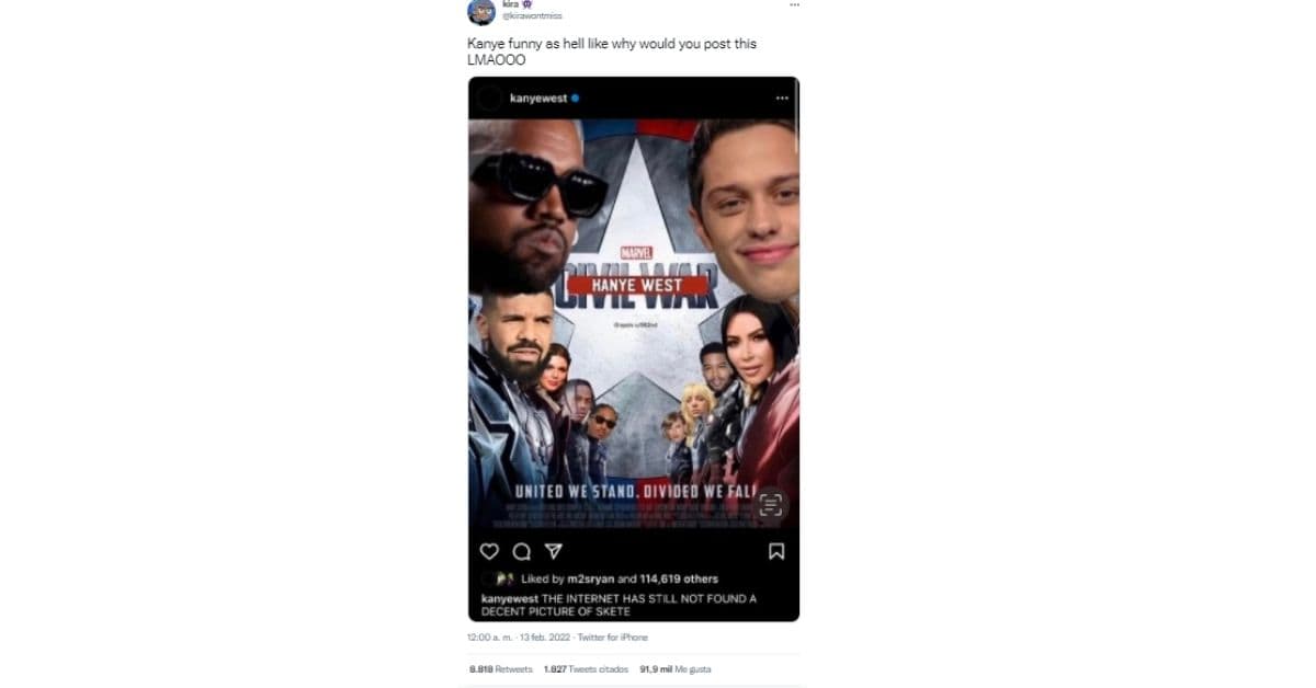 meme de Kanye con Pete Davidson