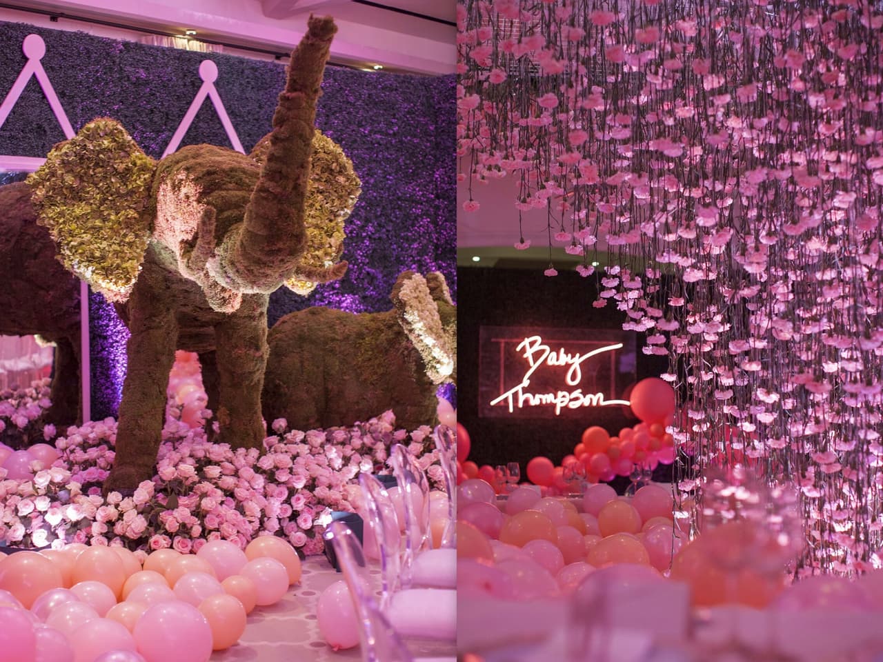 Había detalles en cada esquina, incluso figuras gigantes de animales y un letrero que leía 'Baby Thompson', que será usado en el cuarto de la pequeña, según confirmó Khloé Kardashian.