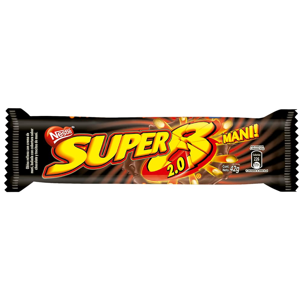 <b>Super 8:</b>
<br>Este es 
<b><a href="http://cookcina.com/2014/08/22/prepara-un-super-8-casero/">un clásico snack chileno</a></b>, compañero de recreos y vasos de leche. Unas galletas (u obleas, que dan una consistencia crujiente a la golosina) cubiertas de chocolate.