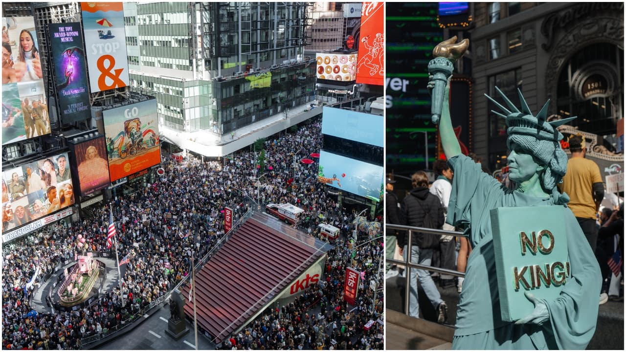 Marcha “No Kings” convoca a miles y cierra la Séptima Avenida de Nueva York