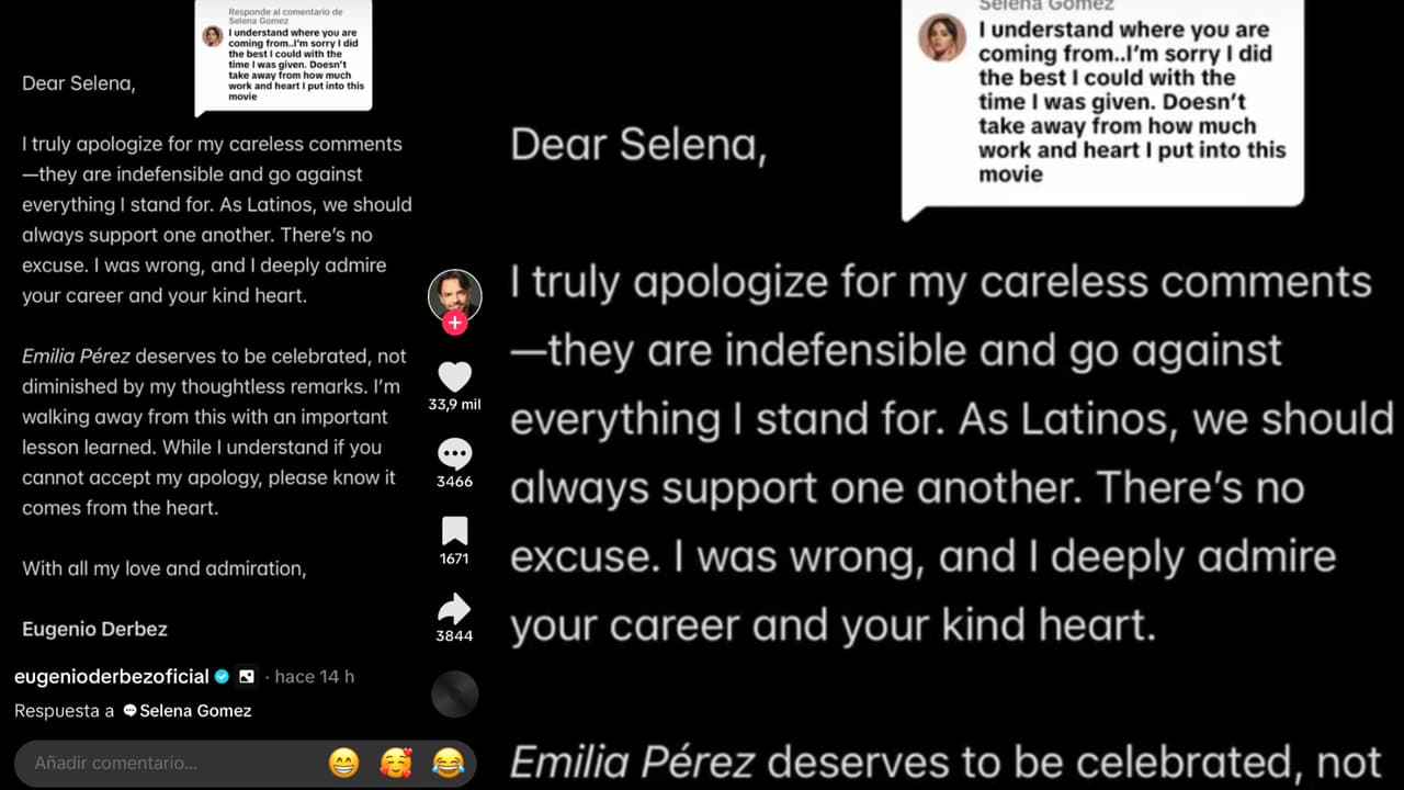 Al detalle las disculpas que Eugenio Derbez le ofreció a Selena Gómez y que también compartió desde su cuenta de TikTok.