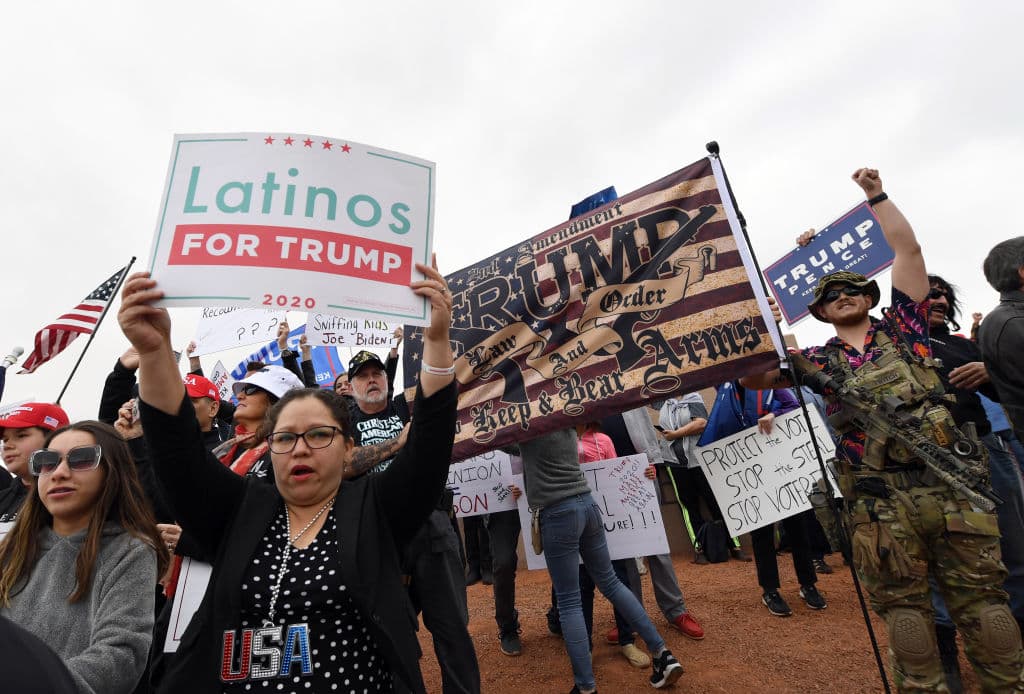Supporters of President Donald Trump protest outside the Clark County Election Department on November 7, 2020 in North Las Vegas, Nevada.