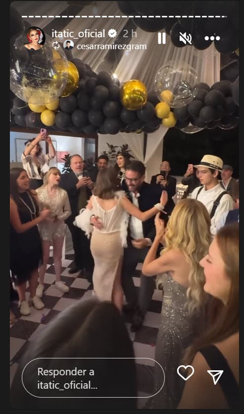 Carlos Alberto Cruz, papá de la hija de Itatí Cantoral, bailó con la joven durante la fiesta.