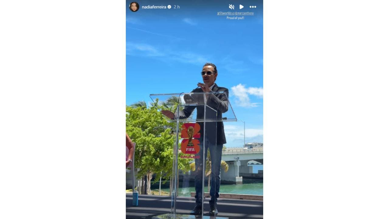Marc Anthony en la develación de la cuenta regresiva a un año de la Copa del Mundo 2026.