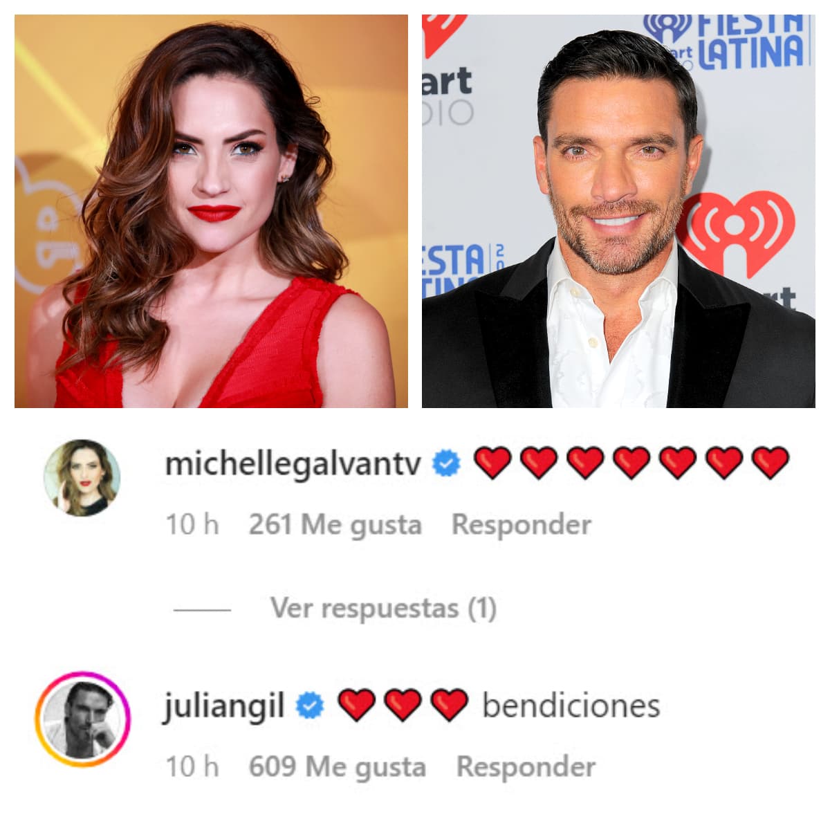 Algunos famosos también reaccionaron a la distancia, como Michelle Galván y Julián Gil, quienes les dejaron estos mensajes a los recién casados.