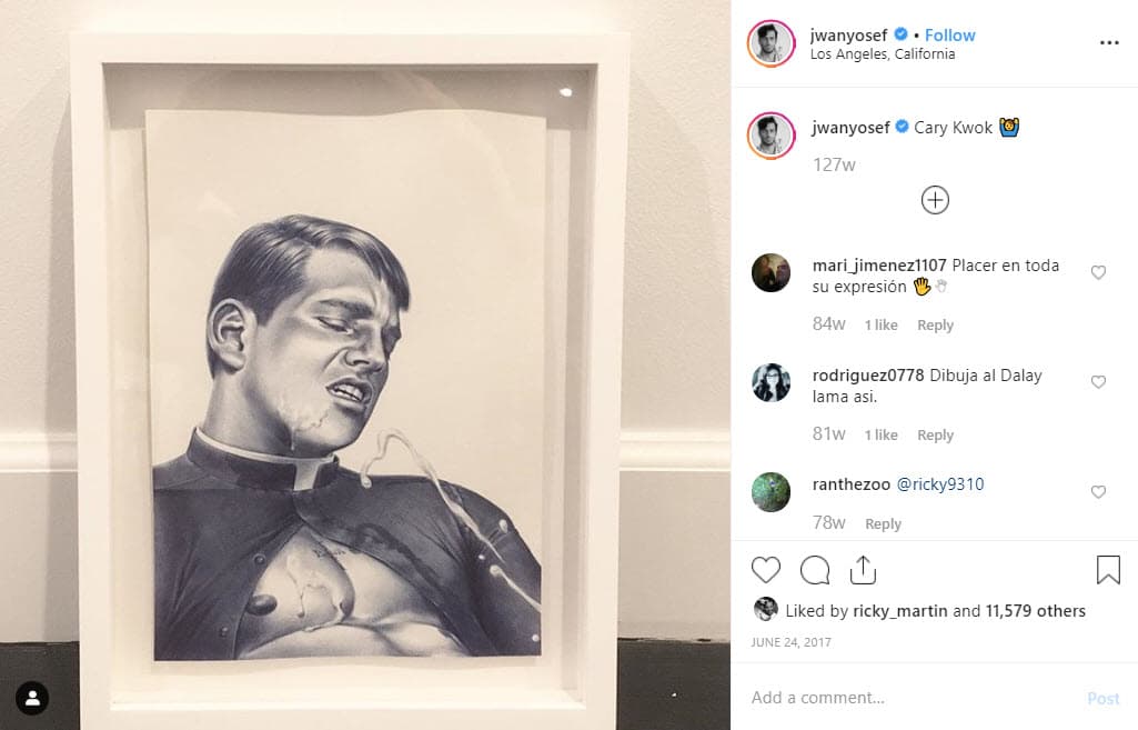 El 24 de junio de 2017, publicó este dibujo del 
<b><a href="http://www.carykwok.com/">artista hongkonés Cary Kwok,</a></b> recibiendo críticas por 
<b>sexualizar a una autoridad religiosa.</b>