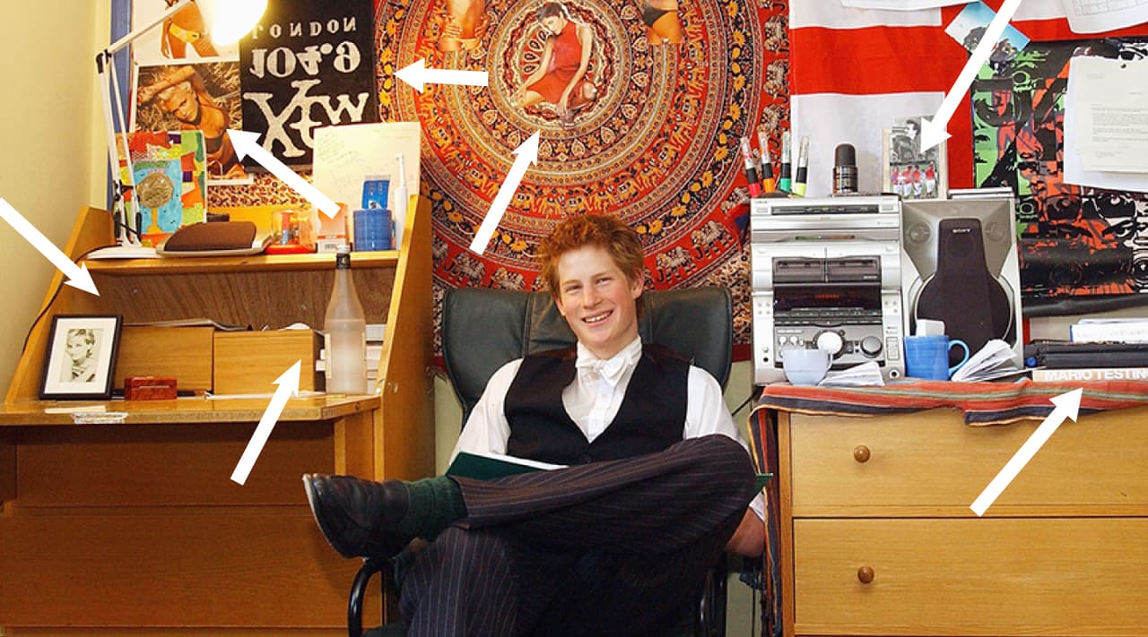 Un amor platónico, muchos bikinis, Lady Di y otras revelaciones de esta vieja foto de Harry en la escuela