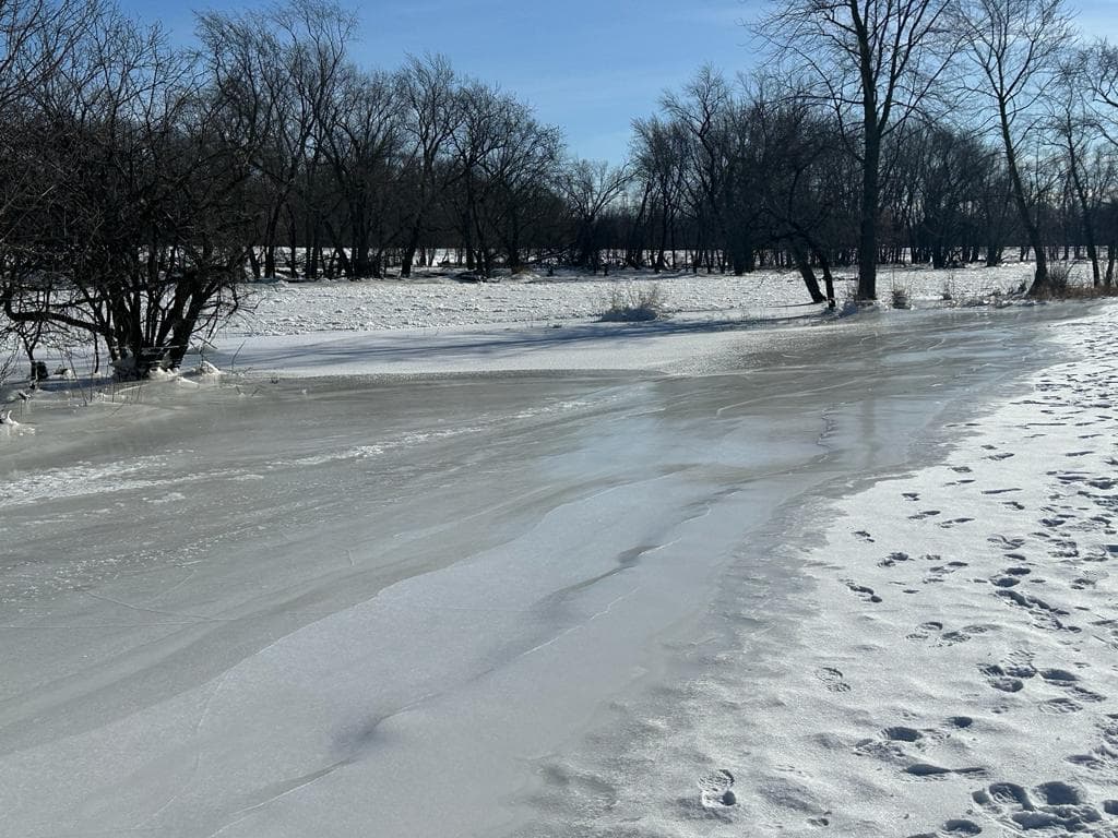 Luego de tres días de frío extremo, con sensaciones térmicas que rondaron los -30 grados (F) se empezaron a formar bloques de hielo en el río Des Plaines.