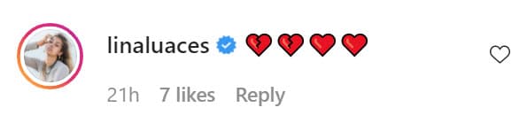 <b><a href="https://www.univision.com/famosos/en-su-cumpleanos-18-la-hija-de-lili-estefan-recibio-la-sorpresa-de-la-mujer-que-la-conocio-antes-que-su-mama-video" target="_blank">Su hija, Lina Luaces</a></b>, se unió a la pena de la familia con un par de corazones rotos.
<br>