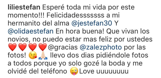 Y este 21 de noviembre les envió su primer mensaje ya como marido y mujer.