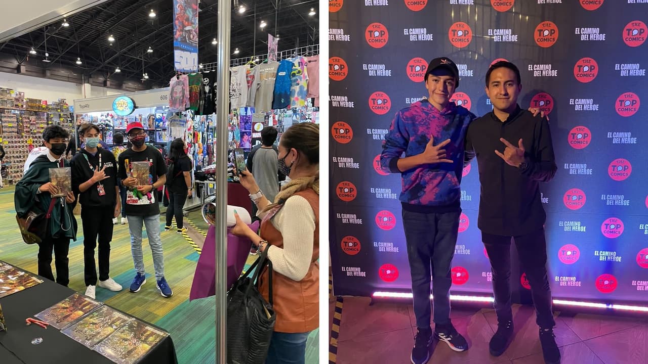 Durante la exhibición sintió satisfacción cuando los compradores se tomaban fotos con él y también aprovechó para tomarse fotos con escritores de cómics.