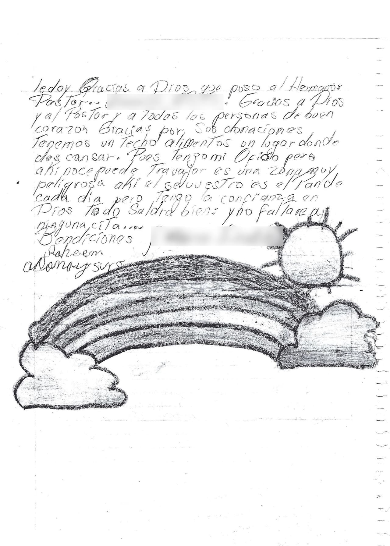 Cartas escritas por los migrantes que esperan en Nuevo Laredo por sus citas ante un juez de EEUU, para solicitar asilo político.