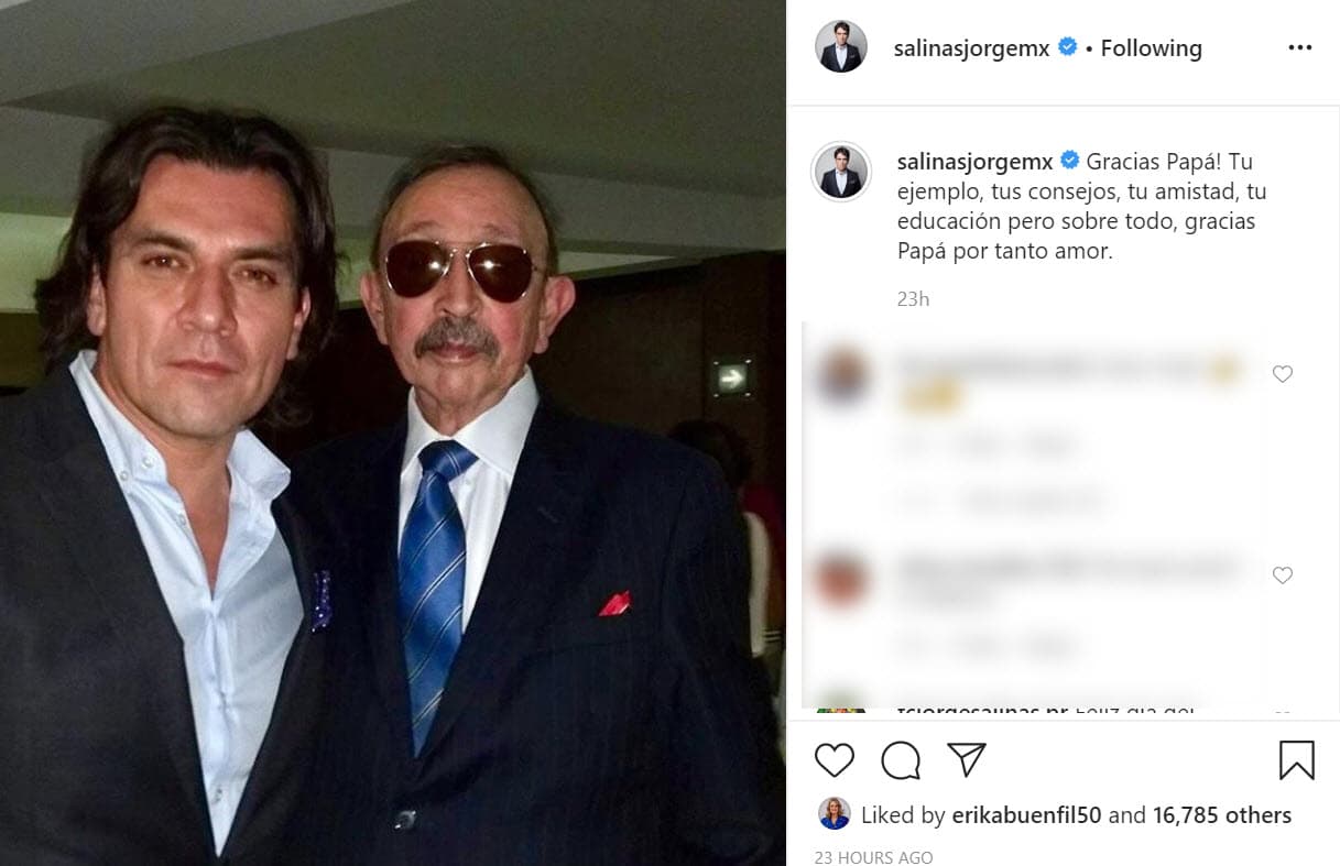 Primero publicó 
<b><a href="https://www.instagram.com/p/CBtSHMwJmQv/" target="_blank">esta foto</a></b> con él en la que escribió: "¡Gracias papá! Tu ejemplo, tus consejos, tu amistad, tu educación, pero, sobre todo, gracias papá por tanto amor".
<br>