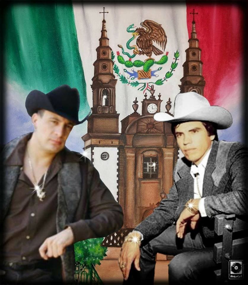 Este es una postal en homenaje a Valentín Elizalde y a otra figura del regional mexicano, Chalino Sánchez.