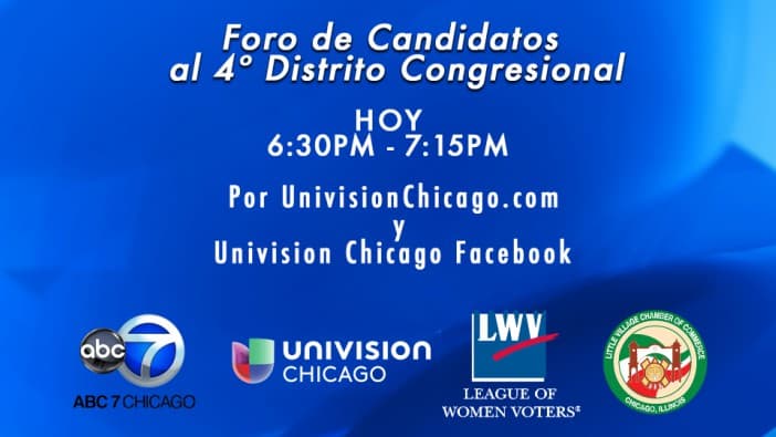 Univision Chicago y ABC 7 se unen para traerte esta tarde un foro con los candidatos demócratas por el cuarto distrito de Illinois