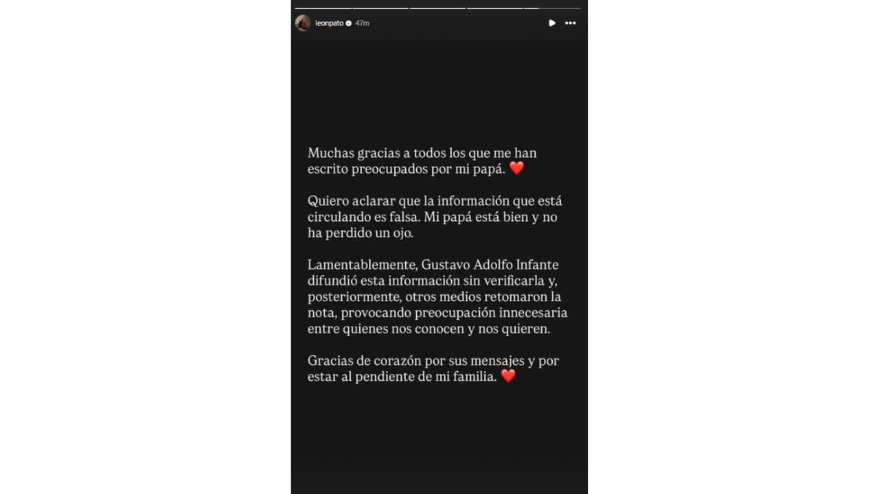 Hijo de César Bono afirma que su papá se encuentra bien y que "no ha perdido un ojo".