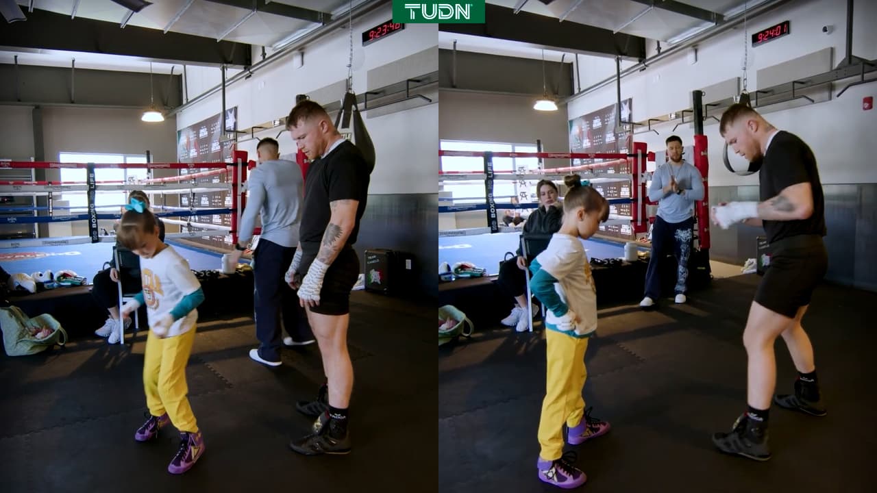 El tierno momento en que Canelo enseña a su hija a boxear