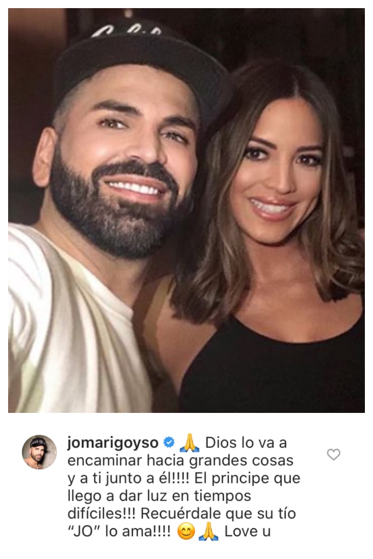 Su amigo 
<b>Jomari Goyso</b> fue de los primeros en reaccionar: "Dios lo va a encaminar hacia grandes cosas y a ti junto a él. ¡El príncipe que llegó a dar luz en tiempos difíciles! Recuérdale que su tío 'JO' lo ama. Te amo".