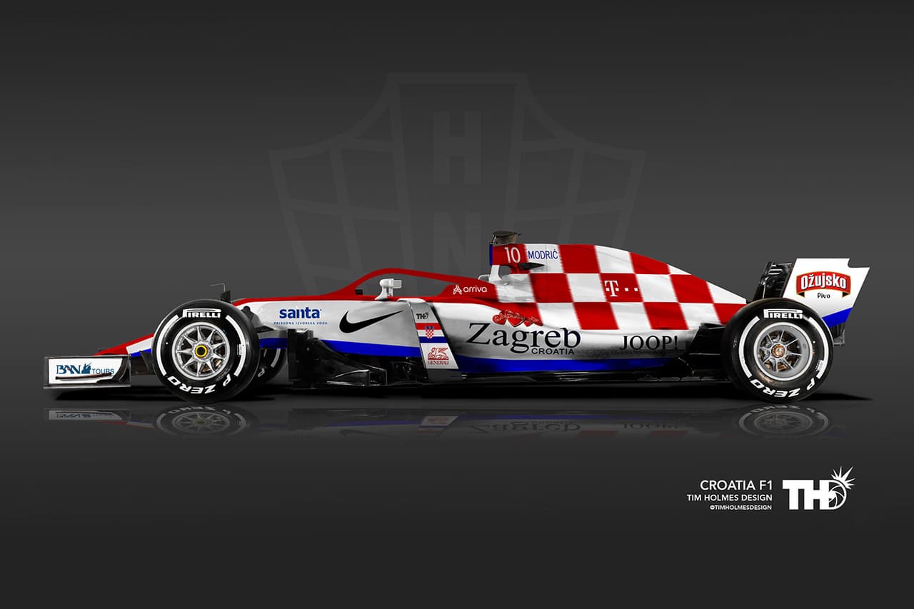<b>Croacia</b>
<br>El escudo de la bandera de Croacia es retomado para ser el principal protagonista en el diseño de este monoplaza. 
<br>Jugador: N° 10 Luka Modric (mediocampista)