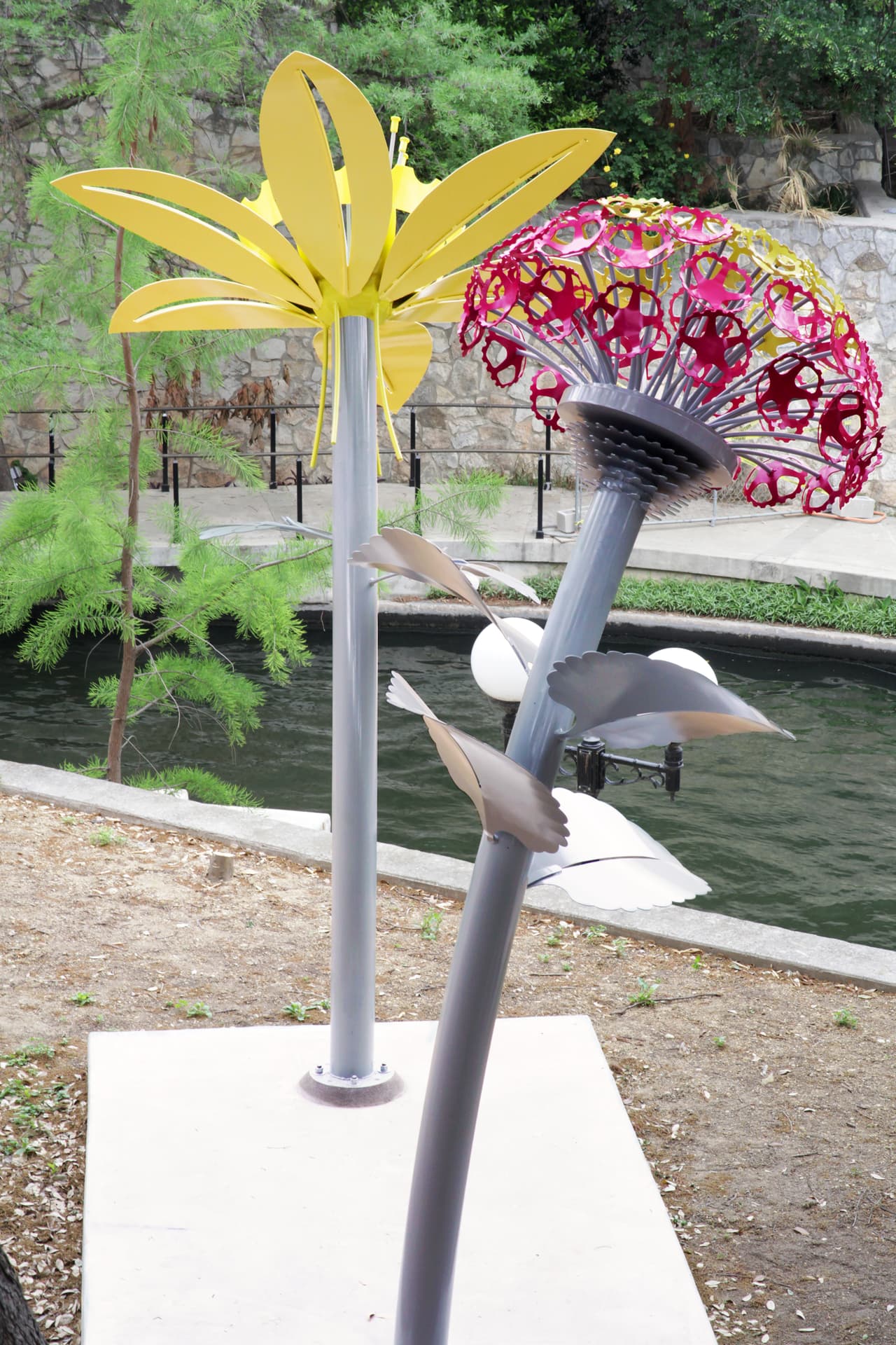 La instalación "Bloom" en el River Walk Public Art Garden se suma a la misión de educar a los visitantes del 
<a href="https://www.univision.com/local/san-antonio-kwex/el-river-walk-se-convierte-en-un-paraiso-nevado-tras-la-tormenta-invernal-video">Paseo del Río</a> que el arte público se puede encontrar en todo San Antonio.