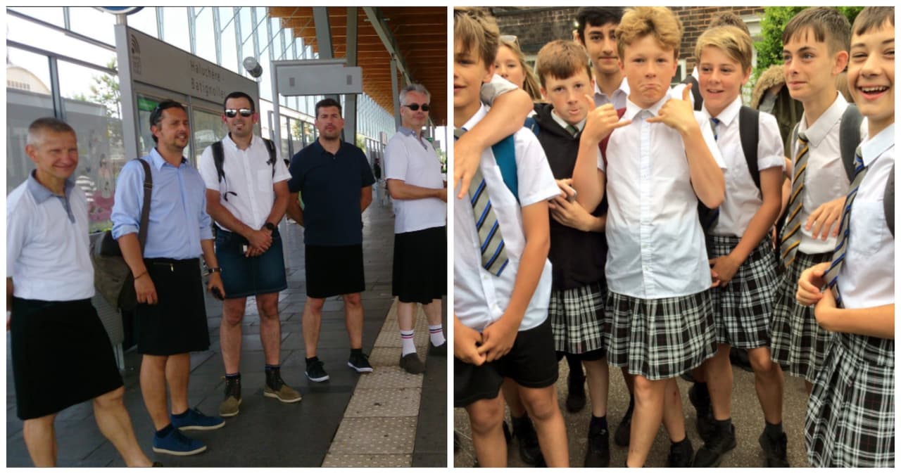 ¿Por qué estos conductores franceses y estudiantes ingleses están llevando faldas?