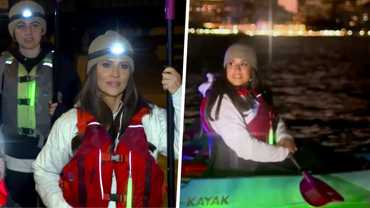 Jackie Guerrido se aventuró a salir a remar en kayak de noche por el misterioso río Hudson