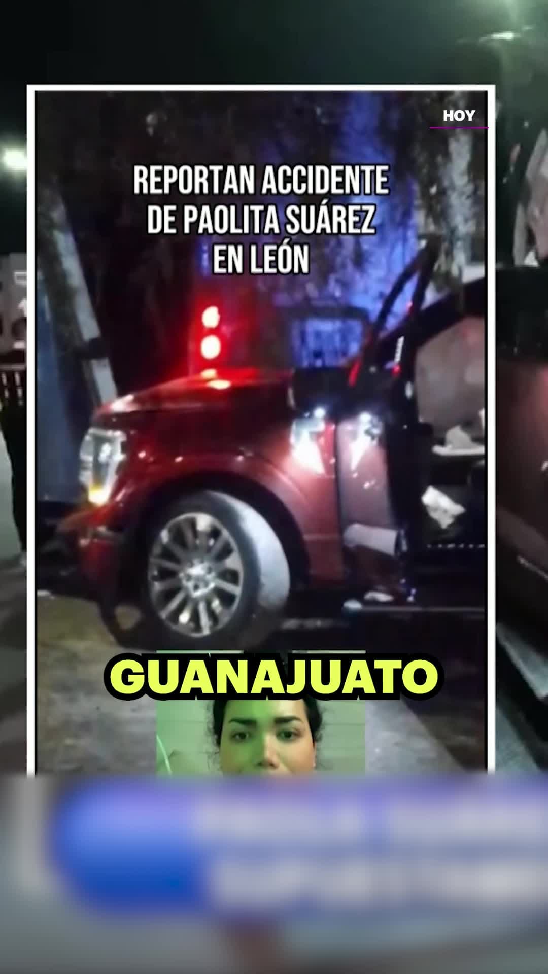 Paola Suárez supuestamente chocó su camioneta en Guanajuato