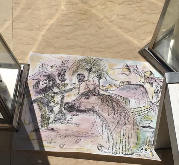 En sus obras utiliza diferentes técnicas: "En proceso de secado. Pintado con jitomate, fresas, chile, café, té y orégano. #art #painting #artes #Pacífico #México", explicó en sus redes sociales.