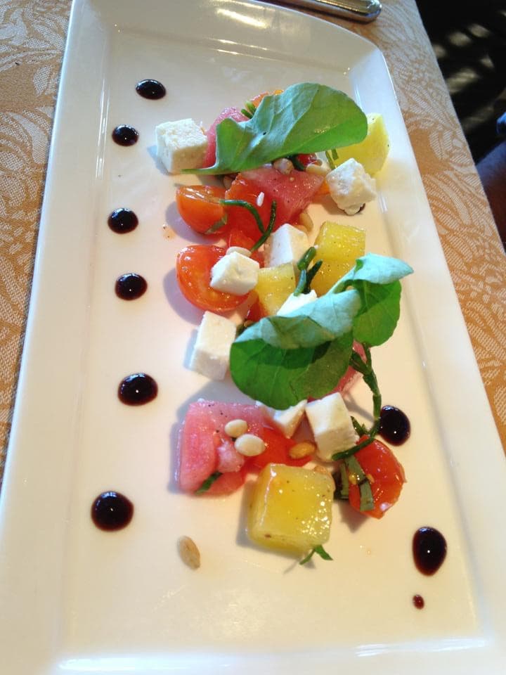 Ensalada de sandia, queso de cabra y vinagreta @ Auberge du Soleil