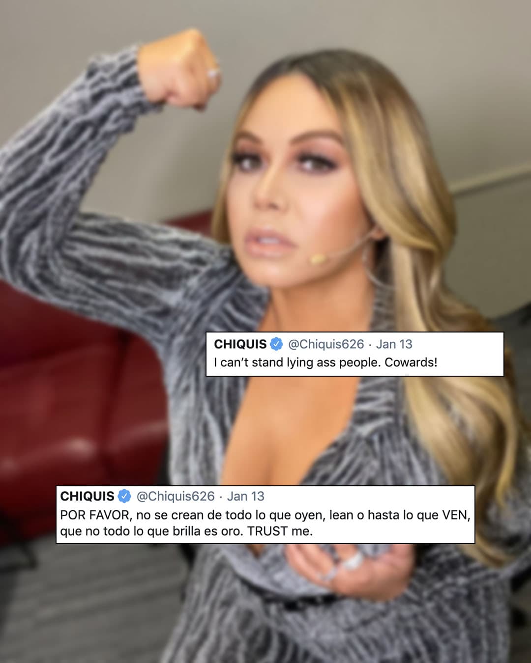 “Por favor, no se crean de todo lo que oyen, lean o hasta lo que ven, que no todo lo que brilla es oro. Trust me. No puedo con la gente mentirosa, cobardes”, indicó evidentemente ofendida.