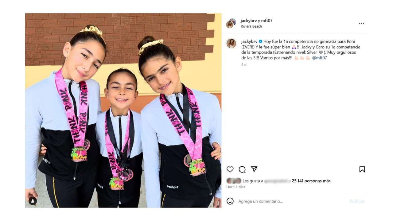 Hijas de Jacky Bracamontes practican gimnasia.