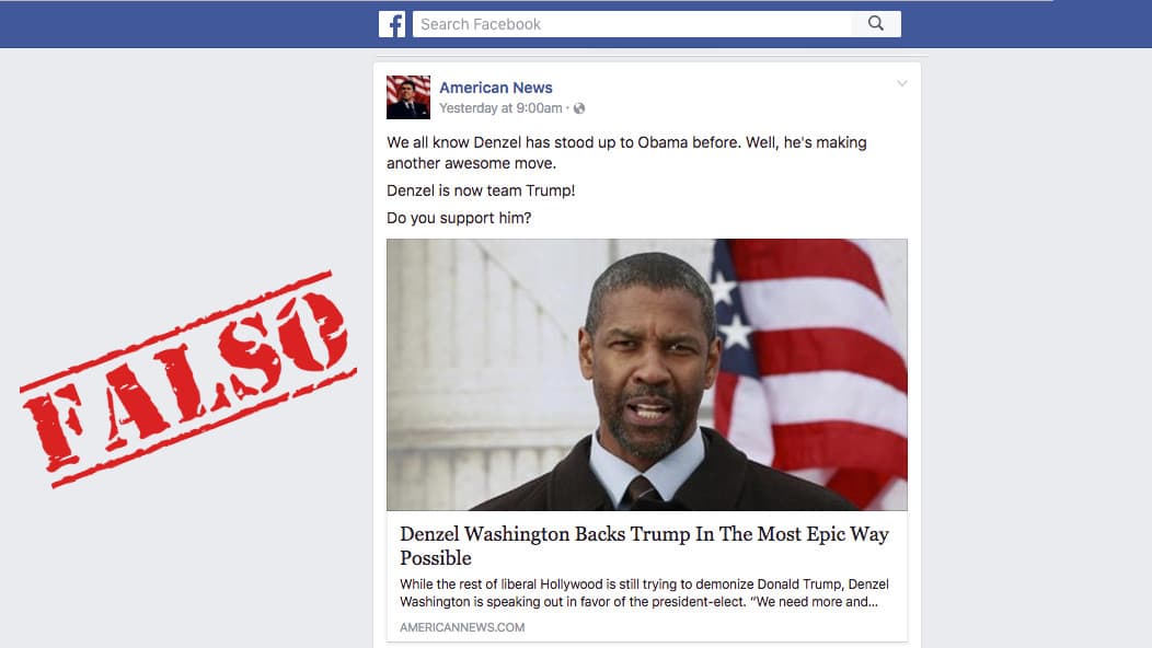 No, Denzel Washington no ha apoyado a Donald Trump