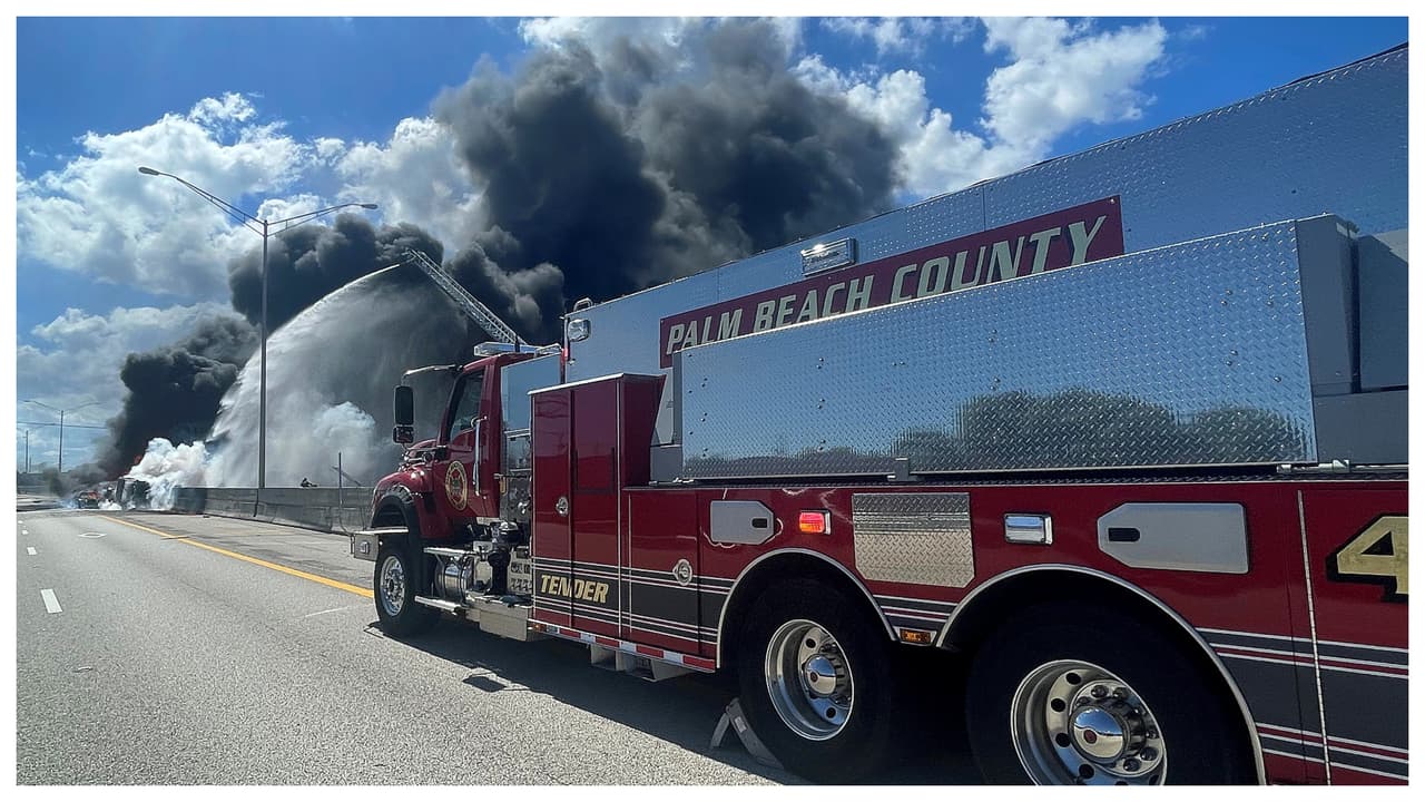 Accidente de camión cisterna en la autopista I-95 deja a 3 personas gravemente heridas