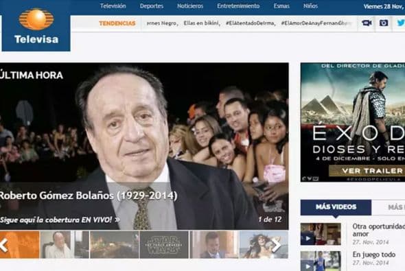 El sitio de Televisa, México.