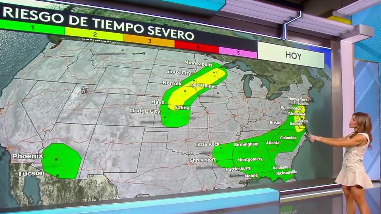 Clima hoy en EEUU, jueves 20 de agosto 2026: Tormentas severas e inundaciones amenazan el Atlántico Medio