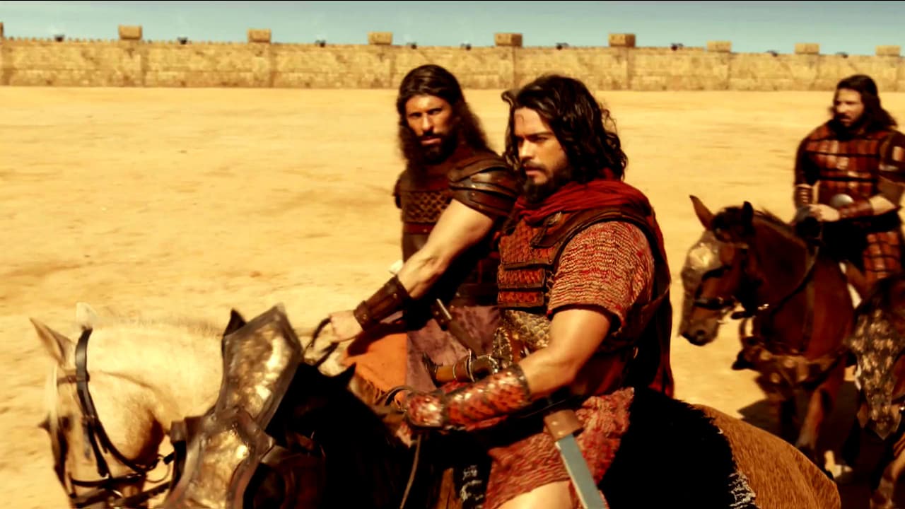 El ejército de 
<b><a href="http://www.univision.com/series/la-tierra-prometida/sydnei-sampaio-es-josue-en-la-tierra-prometida">Josué</a></b> cercó la muralla de Jericó durante siete días.