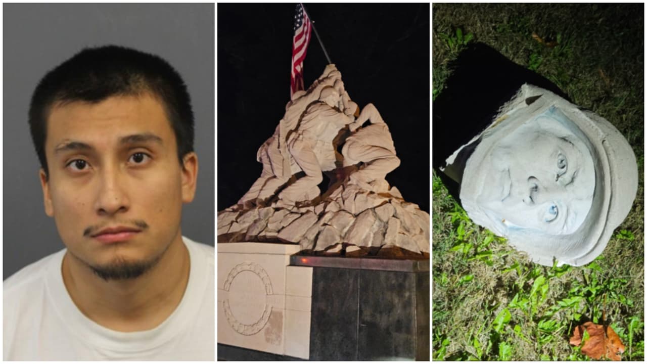 Arrestan a sospechoso de dañar la estatua de Iwo Jima con un mazo en Quantico