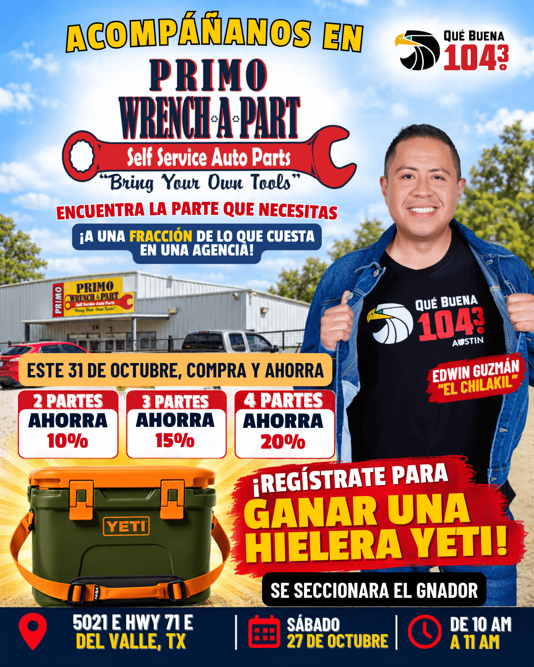 Acompáñanos en Primo Wrench A Part este Martes 27 de Octubre!