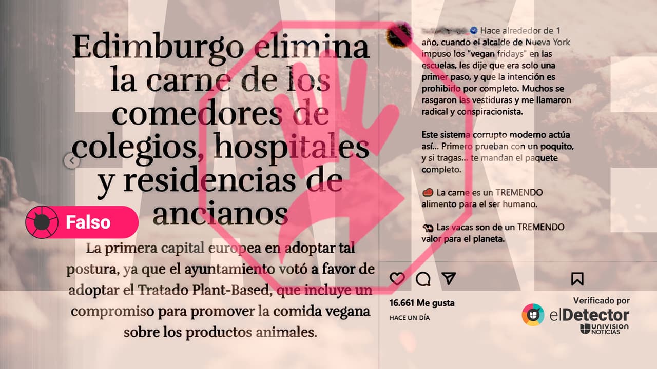 Es falso que Edimburgo haya prohibido el consumo de carne, como se afirma en Instagram